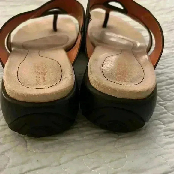 Women's Rockport‎ Black Leather Sandals - Size 10 - Picture 3 of 7